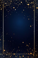 indigo blue golden blank frame background with confetti glitter and sparkles