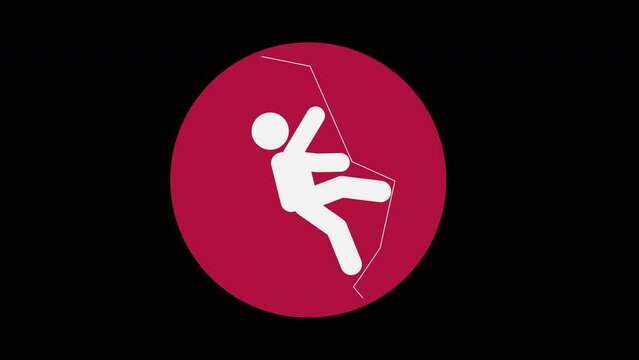 Pictograma de escalada deportiva de lado izquierdo con c&iacute;rculo rojo en alpha.