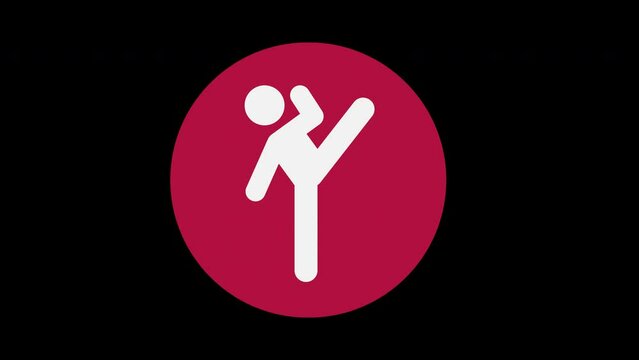 Pictograma de taekwondo  de lado izquierdo con c&iacute;rculo rojo en alpha.