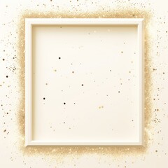 ivory golden blank frame background with confetti glitter and sparkles