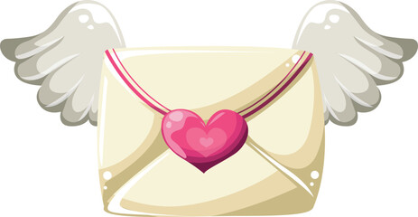 Mail of Love with wings behind it