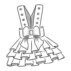 BLACK AND WHITE VECTOR DRAWING OF A FESTIVE SUNDRESS FOR PETS