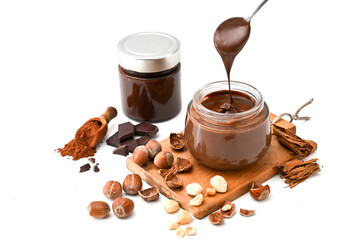 hazelnut cream for breakfast or snack spreadable and which looks like Nutella cream is a typical Italian product produced with hazelnuts from Piemonte  or nuts from Lazio 