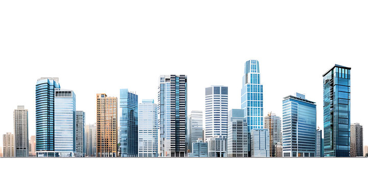 Modern buildings and cities on transparent background PNG