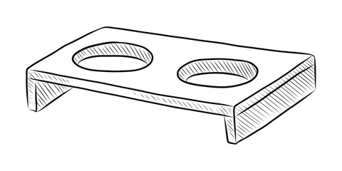 BLACK AND WHITE VECTOR DRAWING OF A PET BOWL