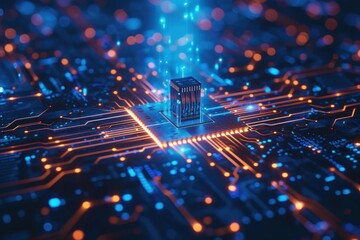 Computer Circuit Board With Building in the Middle