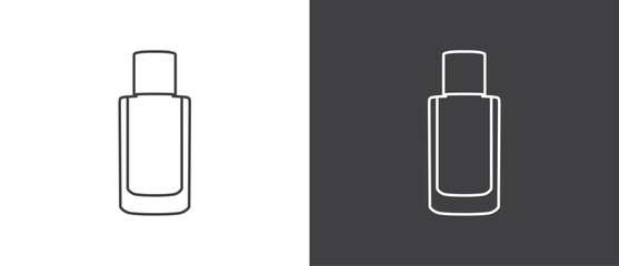 Minimalist Perfume bottles icon. Simple line icon of perfume. Eau de toilette. Packaging of various shapes, linear icons of parfumes in black and white background.