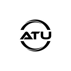ATU letter logo design with white background in illustrator, cube logo, vector logo, modern alphabet font overlap style. calligraphy designs for logo, Poster, Invitation, etc.