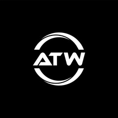 ATW letter logo design with black background in illustrator, cube logo, vector logo, modern alphabet font overlap style. calligraphy designs for logo, Poster, Invitation, etc.