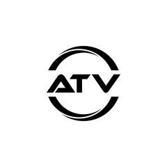 ATV letter logo design with white background in illustrator, cube logo, vector logo, modern alphabet font overlap style. calligraphy designs for logo, Poster, Invitation, etc.