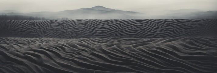 charcoal wavy lines field landscape - obrazy, fototapety, plakaty