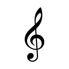 Obraz premium Silhouette bass clef logo symbol black color only