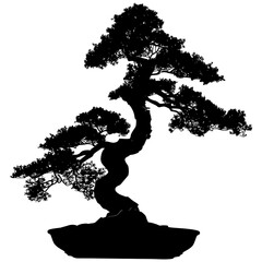 Silhouette bonsai tree black color only