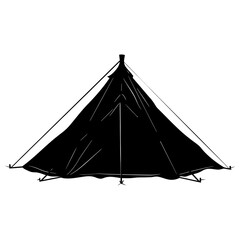 Silhouette camping tent black color only