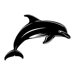 Naklejka premium Silhouette dolphin black color only