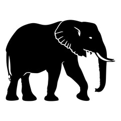 Silhouette elephant black color only full body