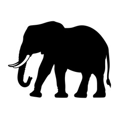 Fototapeta premium Silhouette elephant black color only full body