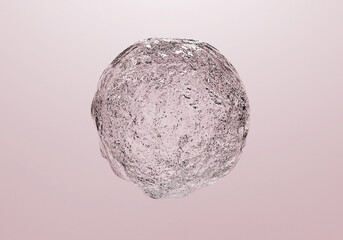 3d suspended liquid bubble droplet, on pastel background