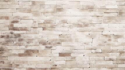 Cream and white textured brick wall background. Vintage brickwork flooring for interior design with...