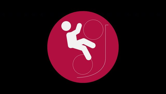 Pictograma de ciclismo BMX freestyle en el centro con c&iacute;rculo rojo en alpha.