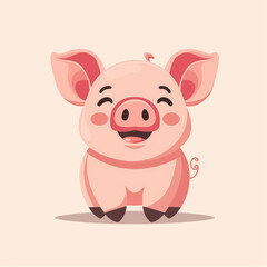 Obraz na płótnie Canvas Cheerful Pig: Cute Vector Illustration