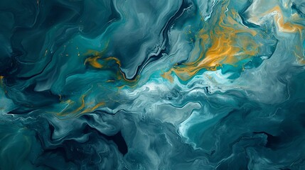 Abstract Swirling Painting of Turquoises and Blues