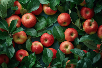 Fresh apple background for sellers. Promote healthy living and green concepts with top-view apples. Ideal for healthcare promotions