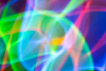 Abstract Neon Lights on Black Background Blurred and Moving 80s Vibe Disco