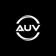 AUV letter logo design with black background in illustrator, cube logo, vector logo, modern alphabet font overlap style. calligraphy designs for logo, Poster, Invitation, etc.