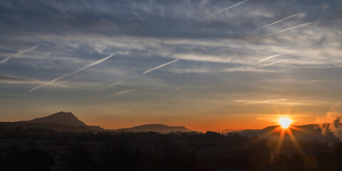 the Sainte Victoire mountain in the light of a winter morning