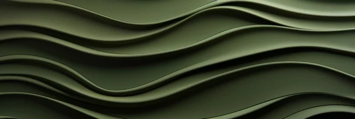 Poster khaki green wavy lines field landscape © Celina