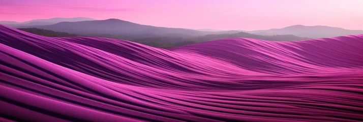 Tuinposter Roze magenta pink wavy lines field landscape