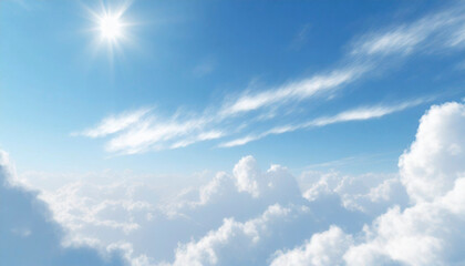 Fototapeta na wymiar Sunny blue sky background with white clouds.