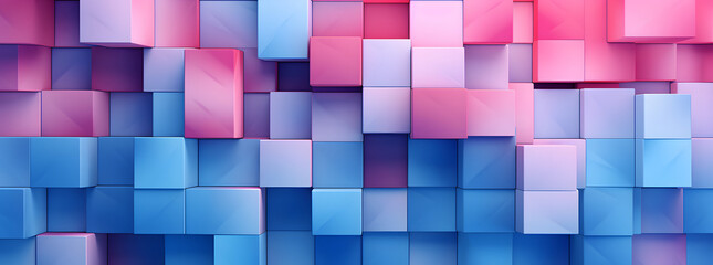 blue and pink pattern 3d wallpaper, in the style of detailed background elements, blocky, shaped canvas, pure color, abstraction-création, glazed surfaces, textured canvases