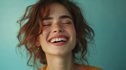 Portrait of joyful young woman