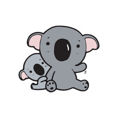 cute cartoon koala Hand drawn doodle comic illustration vector isolated on white background