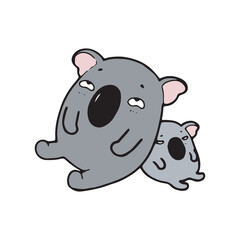 cute cartoon koala Hand drawn doodle comic illustration vector isolated on white background