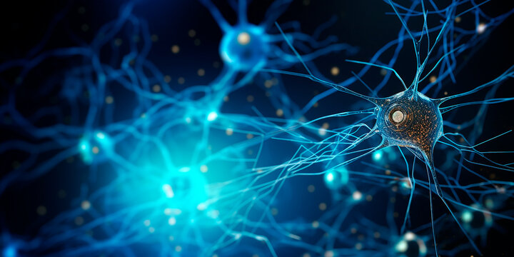 Neural connections in the brain. Image showing the complex network of neurons in the human brain