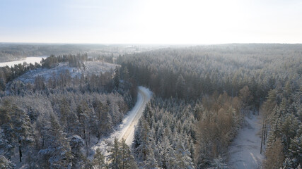 Aerial view of vast winter landscape