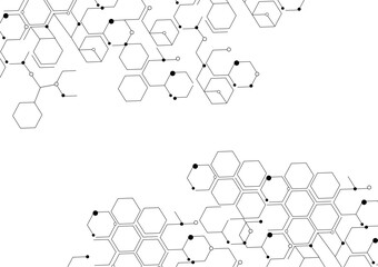 Abstract hexagonal molecular structures in technology background