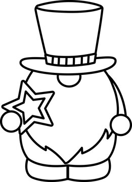 recommend clip art: American patriotic gnome outline vector. USA Independence day outline. 4th of July characters clipart outline.