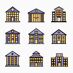 Building icon Pro style Vector Set