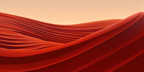 Poster Im Rahmen ruby red wavy lines field landscape © Celina
