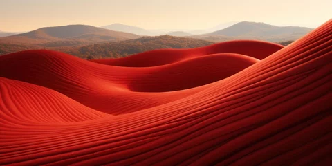 Poster Im Rahmen ruby red wavy lines field landscape © Celina