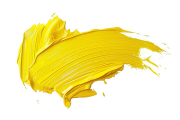 Canary yellow oil paint stroke on a clear background