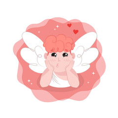 angel with heart, valentine, card, heart, cupid, cupid with bow and arrow, cupid with bow