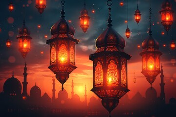 Lantern background with copy space
