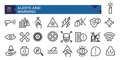 Alerts and Warning set line icon pack symbol collection - obrazy, fototapety, plakaty