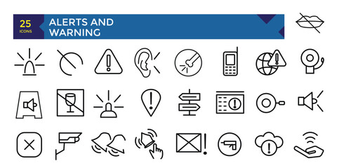 Alerts and Warning set line icon pack symbol collection