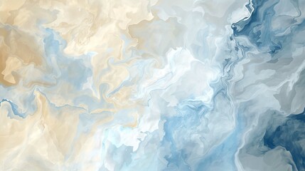 Obraz premium Abstract Painting of Blue, Beige, and White